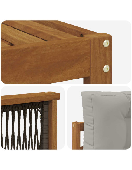 Set di divani da esterno 4 pcs Naturale e Grigio chiaro