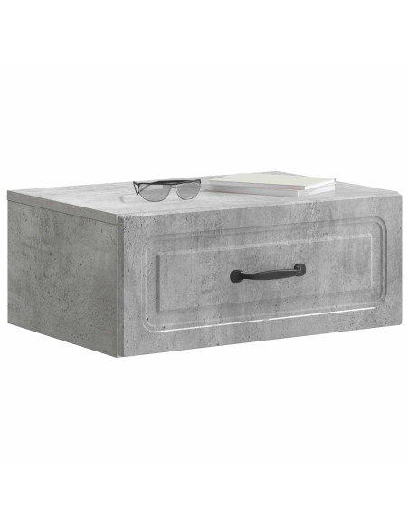 Mobiletto da notte a muro con cassetto 2 pcs Grigio Cemento