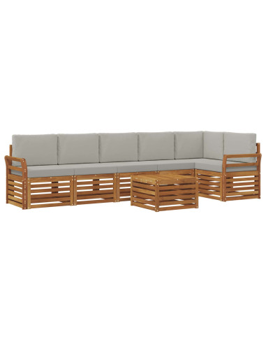 Set divani con cuscino 7 pcs Grigio Naturale e Chiaro