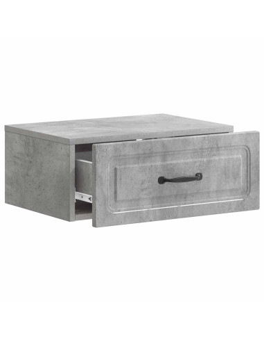 Mobiletto da notte a muro con cassetto 2 pcs Grigio Cemento