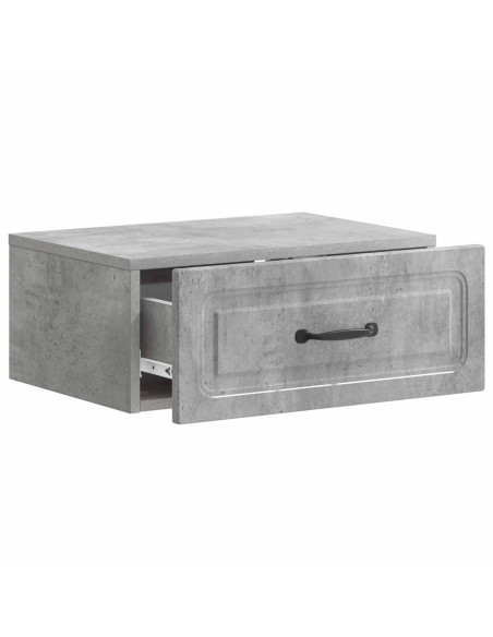 Mobiletto da notte a muro con cassetto 2 pcs Grigio Cemento