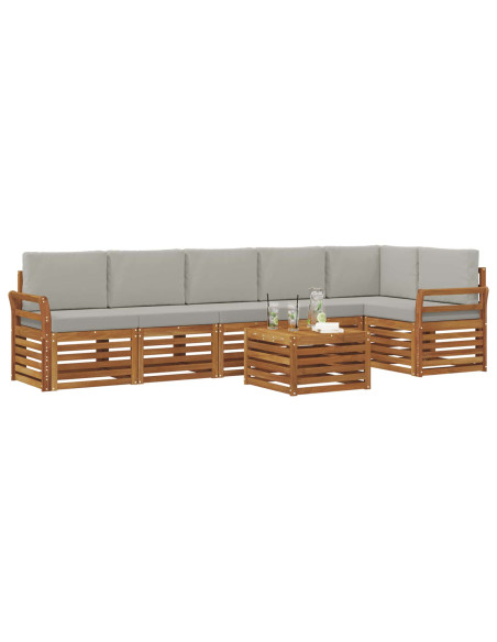Set divani con cuscino 7 pcs Grigio Naturale e Chiaro