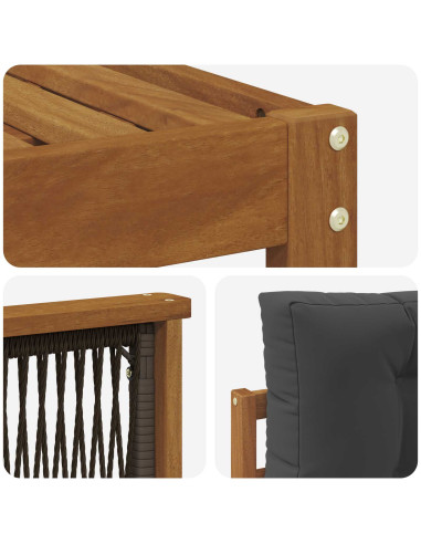 Set di divani da esterno con cuscino 4 pcs Naturale e Antracite