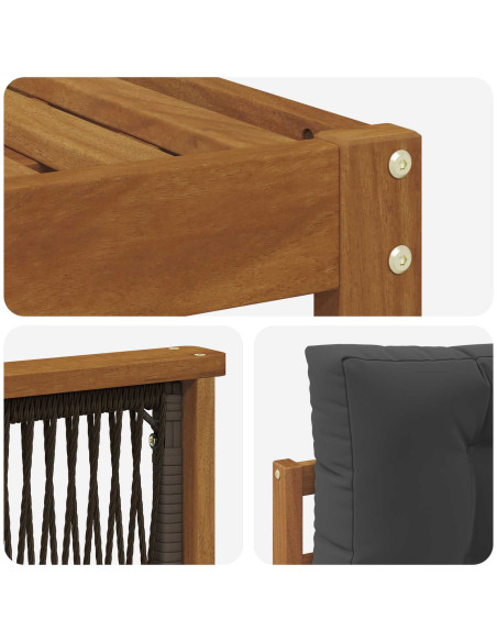 Set di divani da esterno con cuscino 4 pcs Naturale e Antracite