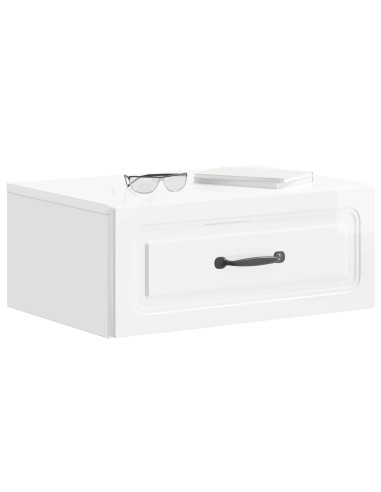 Mobiletto da notte a muro Bianco Lucido 49 x 34,5 x 20 cm