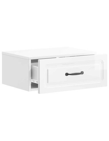 Mobiletto da notte a muro Bianco Lucido 49 x 34,5 x 20 cm