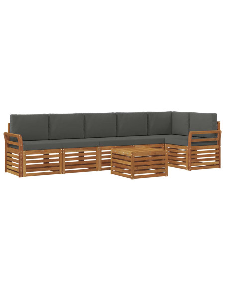 Set divani 7 pcs Naturale e Antracite Legno di Acacia Massello