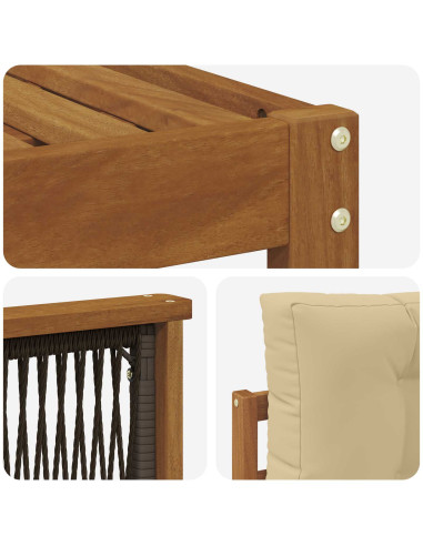 Set di divani da esterno con cuscino 4 pcs Naturale e Beige
