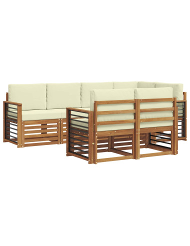 Set divani 7 pcs Naturale e Crema Legno di Acacia Massello