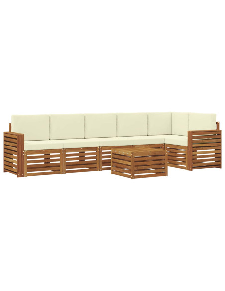 Set divani 7 pcs Naturale e Crema Legno di Acacia Massello
