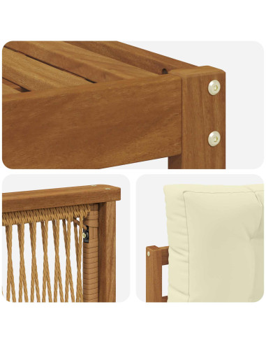 Set di divani da esterno con cuscino 4 pcs Naturale e Crema