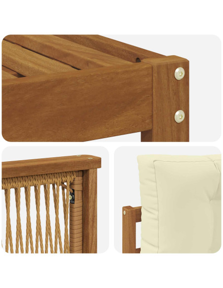 Set di divani da esterno con cuscino 4 pcs Naturale e Crema