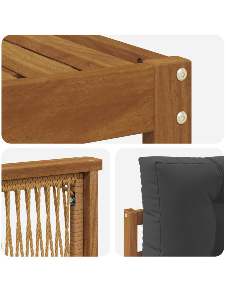Set di divani da esterno con cuscino 4 pcs Naturale e Antracite