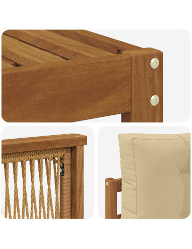 Set di divani da esterno con cuscino 4 pcs Naturale e Beige