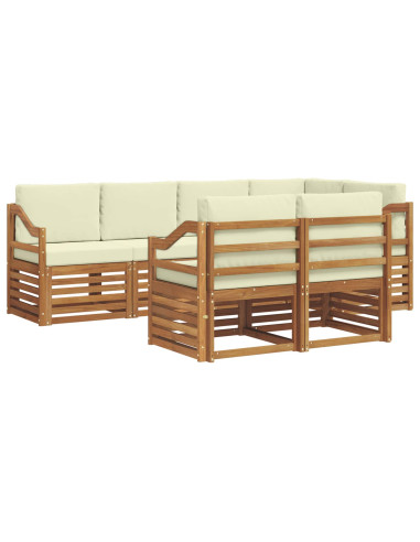 Set divani 7 pcs Naturale e Crema Legno di Acacia Massello