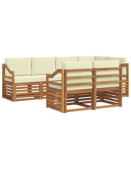 Set divani 7 pcs Naturale e Crema Legno di Acacia Massello