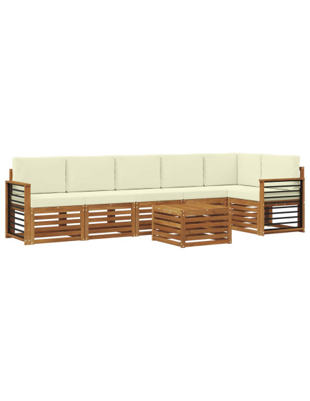 Set divani 7 pcs Naturale e Crema Legno di Acacia Massello