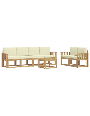 Set di divani da esterno con cuscino 7 pcs Bianco e Crema