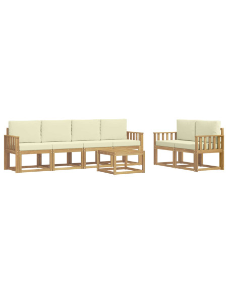 Set di divani da esterno con cuscino 7 pcs Bianco e Crema