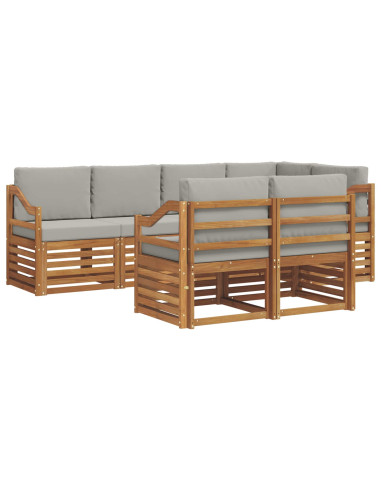 Set divani con cuscino 7 pcs Grigio Naturale e Chiaro