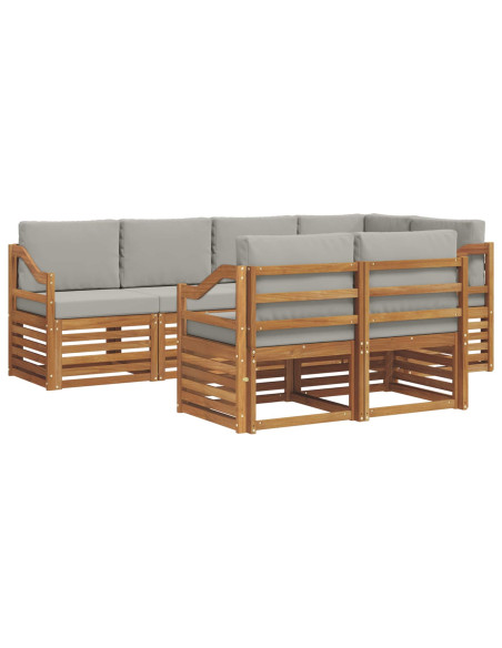 Set divani con cuscino 7 pcs Grigio Naturale e Chiaro