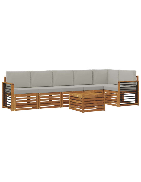 Set divani con cuscino 7 pcs Grigio Naturale e Chiaro