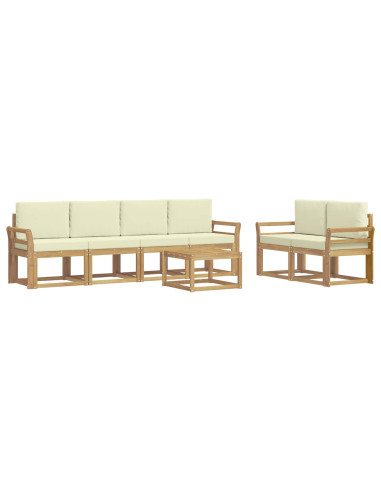 Set di divani da esterno con cuscino 7 pcs Bianco e Crema