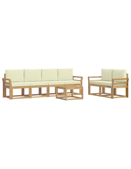 Set di divani da esterno con cuscino 7 pcs Bianco e Crema