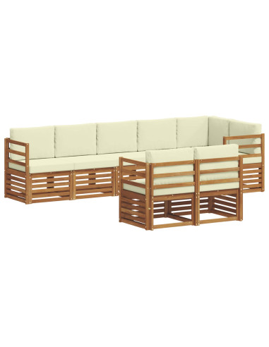 Set divani 8 pcs Naturale e Crema Legno di Acacia Massello