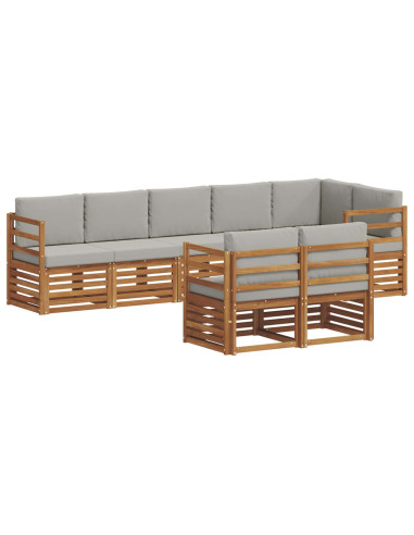 Set divani con cuscino 8 pcs Grigio Naturale e Chiaro