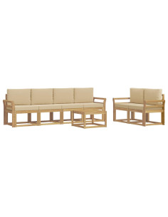 Set di divani da esterno con cuscino 7 pcs Bianco e Beige 2