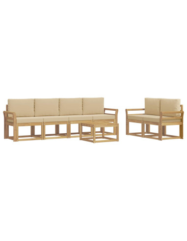 Set di divani da esterno con cuscino 7 pcs Bianco e Beige
