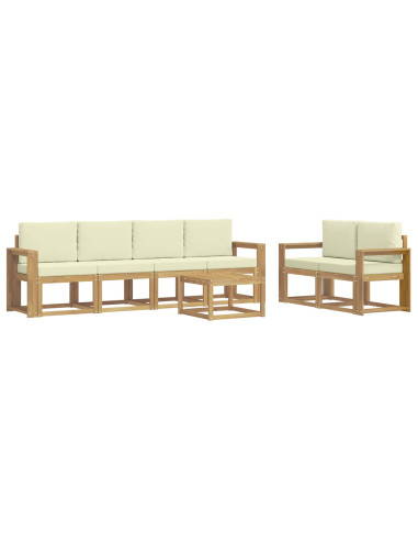 Set di divani da esterno con cuscino 7 pcs Bianco e Crema
