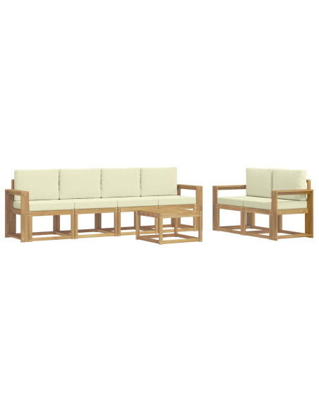 Set di divani da esterno con cuscino 7 pcs Bianco e Crema