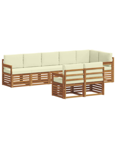 Set divani 8 pcs Naturale e Crema Legno di Acacia Massello