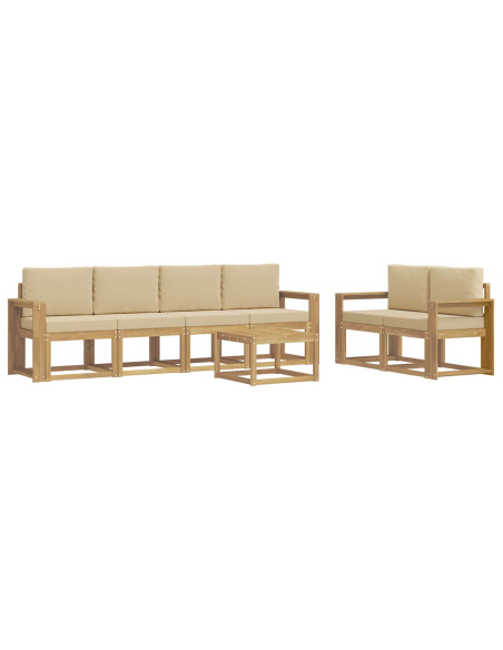 Set di divani da esterno con cuscino 7 pcs Bianco e Beige