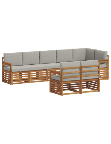 Set divani con cuscino 8 pcs Grigio Naturale e Chiaro