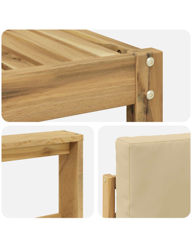 Set di divani da esterno con cuscino 7 pcs Bianco e Beige