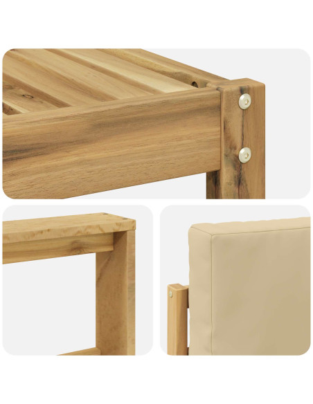 Set di divani da esterno con cuscino 7 pcs Bianco e Beige