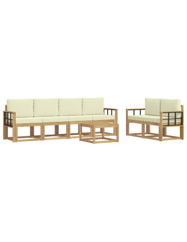 Set di divani da esterno con cuscino 7 pcs Bianco e Crema