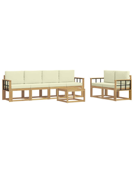 Set di divani da esterno con cuscino 7 pcs Bianco e Crema