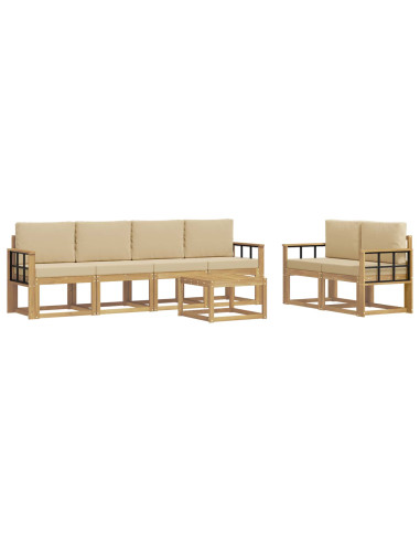 Set di divani da esterno con cuscino 7 pcs Bianco e Beige