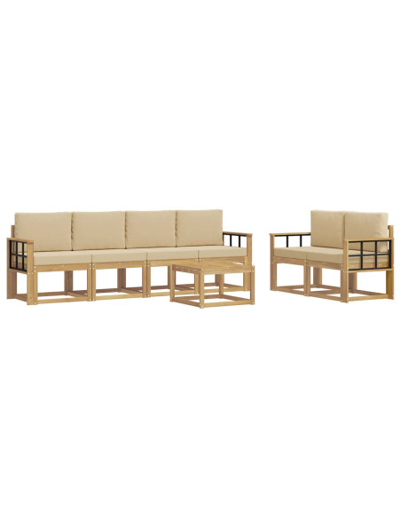 Set di divani da esterno con cuscino 7 pcs Bianco e Beige