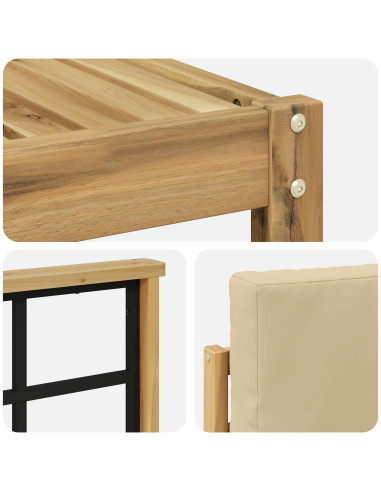 Set di divani da esterno con cuscino 7 pcs Bianco e Beige