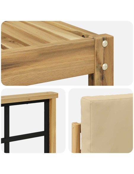 Set di divani da esterno con cuscino 7 pcs Bianco e Beige