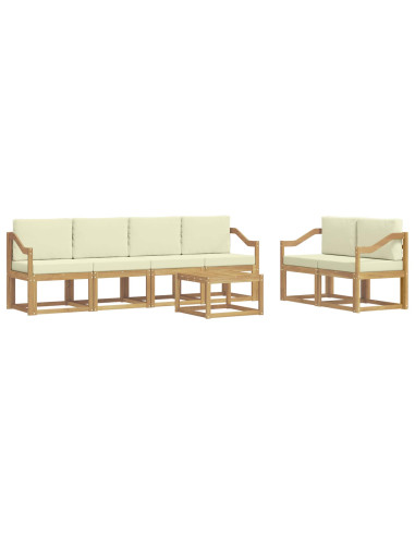 Set di divani da esterno con cuscino 7 pcs Bianco e Crema