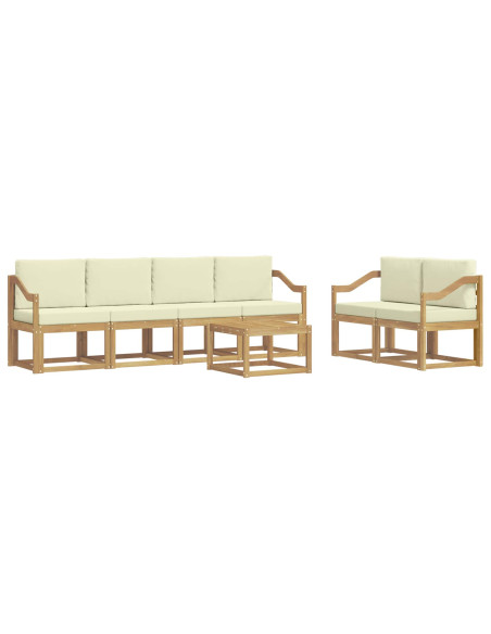 Set di divani da esterno con cuscino 7 pcs Bianco e Crema