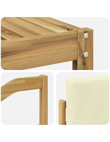 Set di divani da esterno con cuscino 7 pcs Bianco e Crema