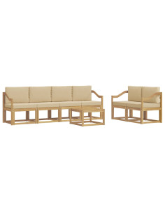 Set di divani da esterno con cuscino 7 pcs Bianco e Beige 2