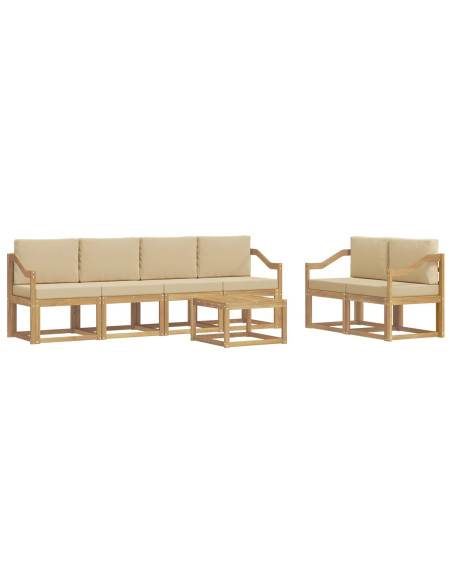 Set di divani da esterno con cuscino 7 pcs Bianco e Beige
